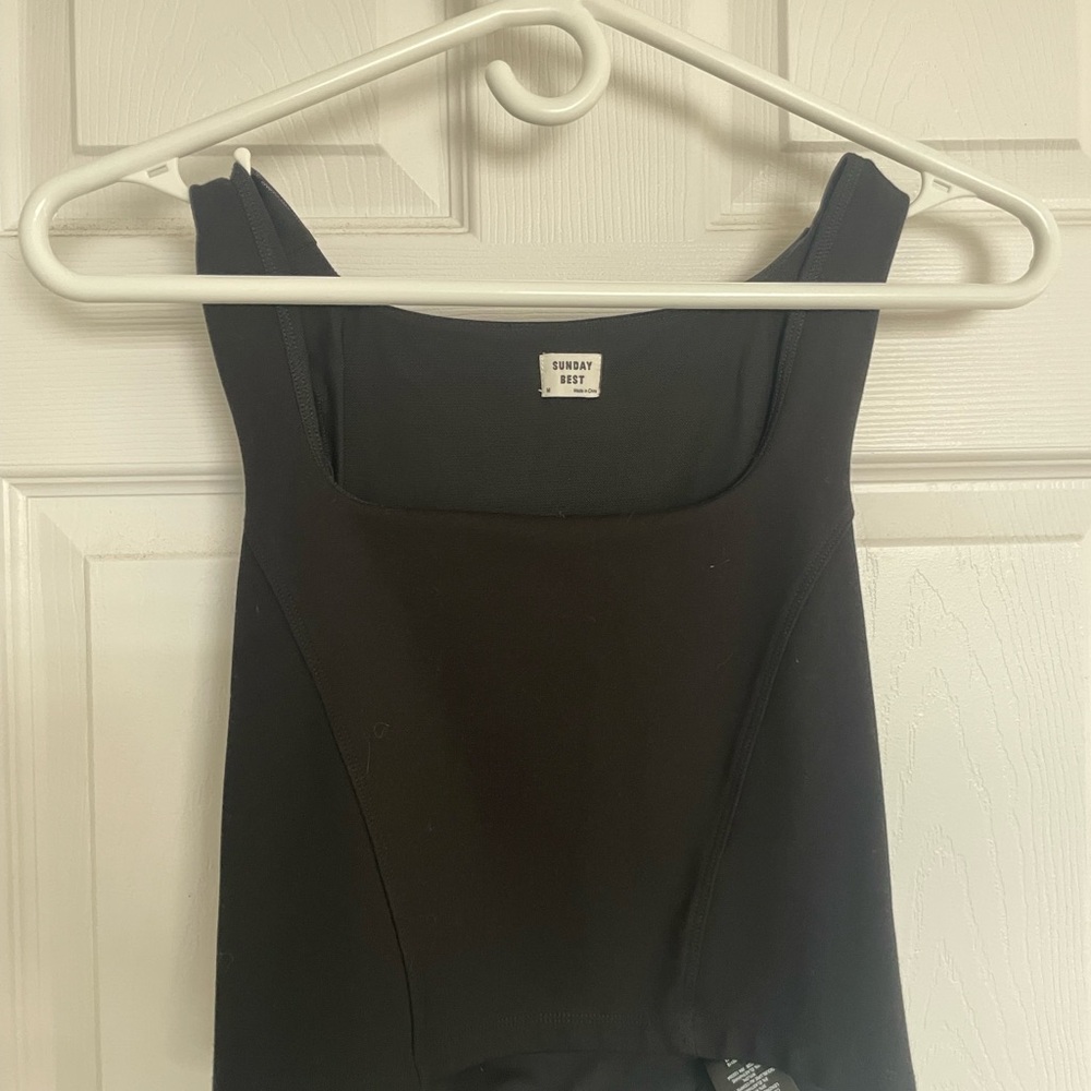 Aritzia Sunday Best Black Square Neck Top